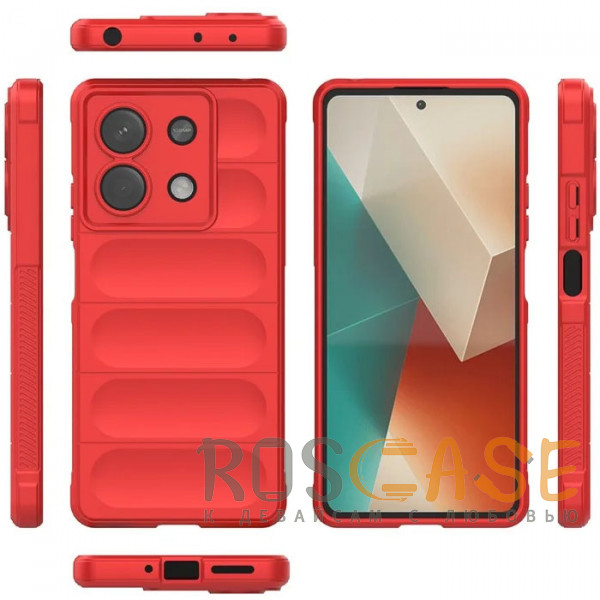Изображение Красный Flex Silicone | Противоударный чехол для Xiaomi Redmi Note 13 5G с защитой камеры и микрофиброй