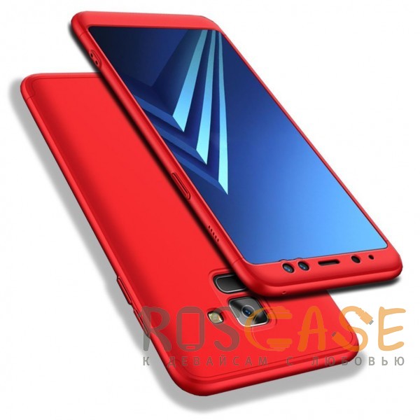 Фото Красный GKK LikGus 360° | Двухсторонний чехол для Samsung A730 Galaxy A8+ (2018) с защитными вставками