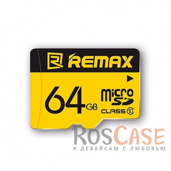 Фото Желтый Карта памяти Remax microSDHC 64 GB Card Class 10 +SD адаптер
