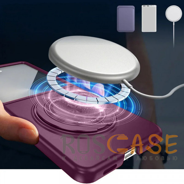 Фотография Бордовый Matte Shield Ring | Тонкий пластиковый чехол с кольцом Magsafe для Samsung Galaxy Z Flip 7