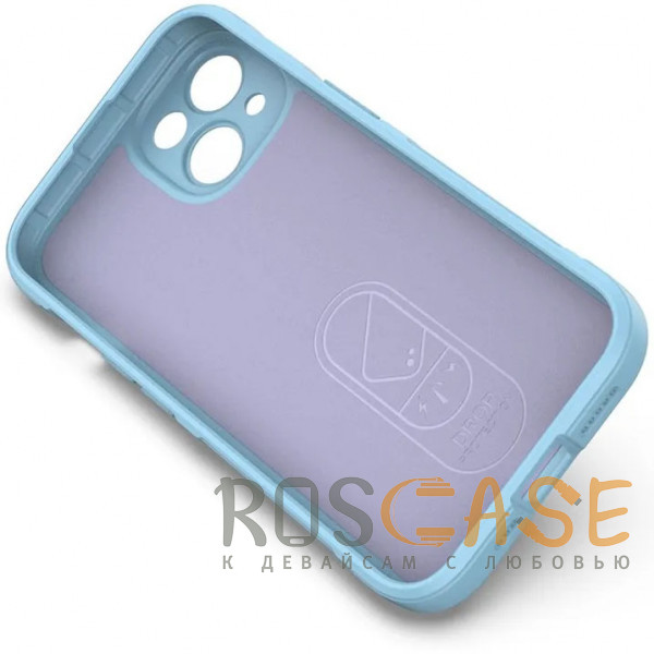 Изображение Голубой Flex Silicone | Противоударный чехол для iPhone 14 с защитой камеры и микрофиброй