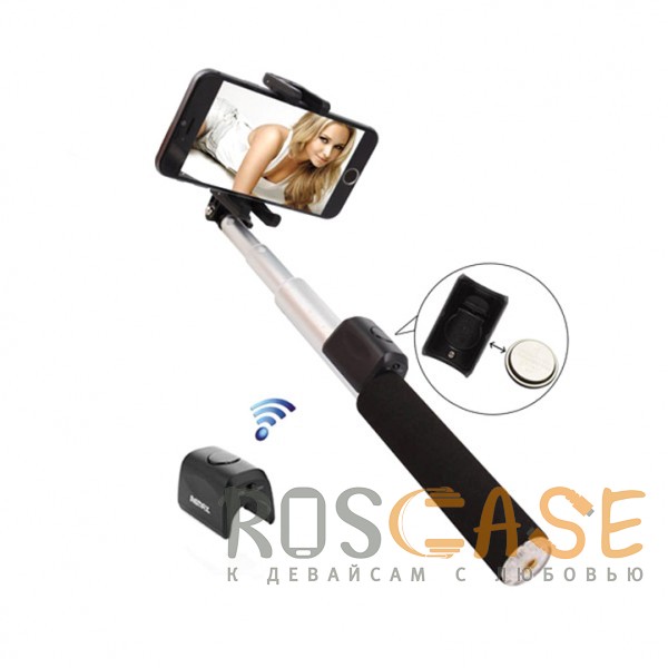 Фото Серебряный Remax P4 | Телескопический Bluetooth монопод для селфи (30см - 100см)