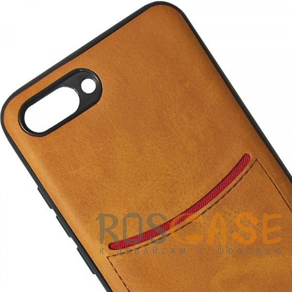 Фото Светло-коричневый ILEVEL | Чехол с кожаным покрытием и с карманом-визитницей для Huawei Honor 10