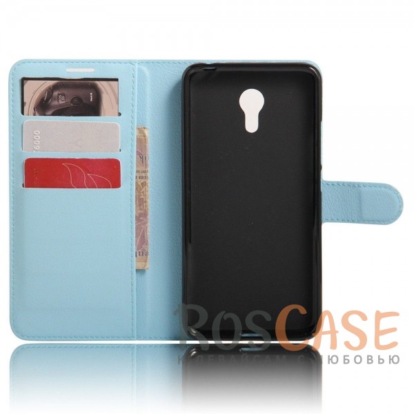 Фотография Голубой Wallet | Кожаный чехол-кошелек с внутренними карманами для Meizu M3 Note