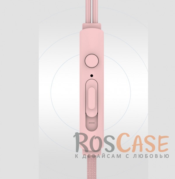Изображение Розовый / Rose Gold ROCK Y2 | Наушники с плетеным кабелем и пультом