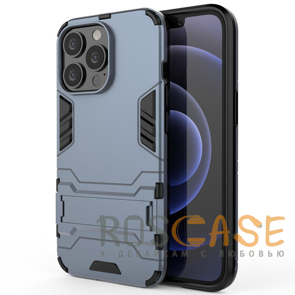Фото Синий Transformer | Противоударный чехол-подставка для iPhone 13 Pro Max с мощной защитой корпуса