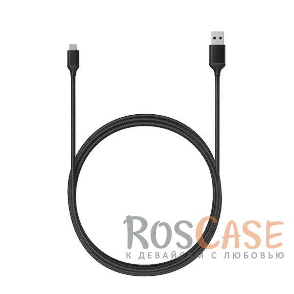Фотография Черный Дата кабель в текстильной оплетке USB to MicroUSB