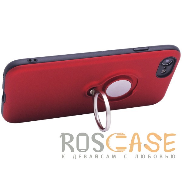 Фото Красный Deen | Матовый чехол для Apple iPhone 7 / 8 (4.7") с креплением под магнитный держатель и кольцом-подставкой