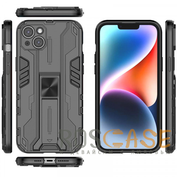 Изображение Черный Galvatron | Противоударный чехол-подставка для iPhone 13 с защитой камеры