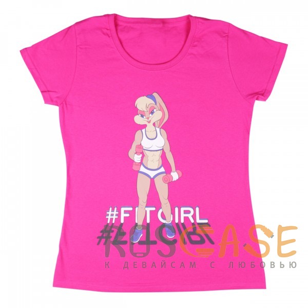 Изображение Розовый Muscle Rabbit | Женская футболка с принтом Лола Банни #FitGirl