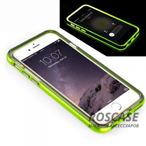 Фото Зеленый / Transparent Green ROCK Tube | Светящийся чехол для Apple iPhone 6 plus (5.5")  / 6s plus (5.5") с цветной подсветкой входящих вызовов