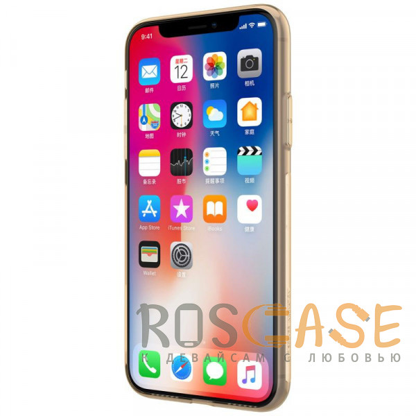 Фото Золотой Nillkin Nature | Прозрачный силиконовый чехол для iPhone X / XS