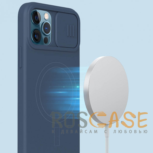 Изображение Синий Nillkin CamShield Silky Magnetic | Силиконовый чехол для магнитной зарядки с защитой камеры для iPhone 12 Pro Max