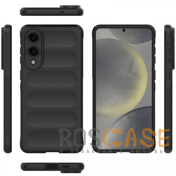 Фото Черный Flex Silicone | Противоударный чехол для Samsung Galaxy S25 Edge с защитой камеры и микрофиброй