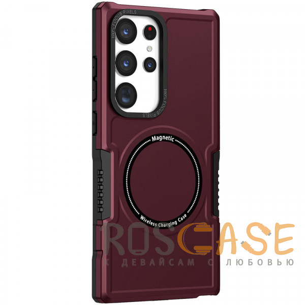 Фото Бордовый Magnetic Armor | Противоударный чехол с поддержкой MagSafe для Samsung Galaxy S25 Ultra