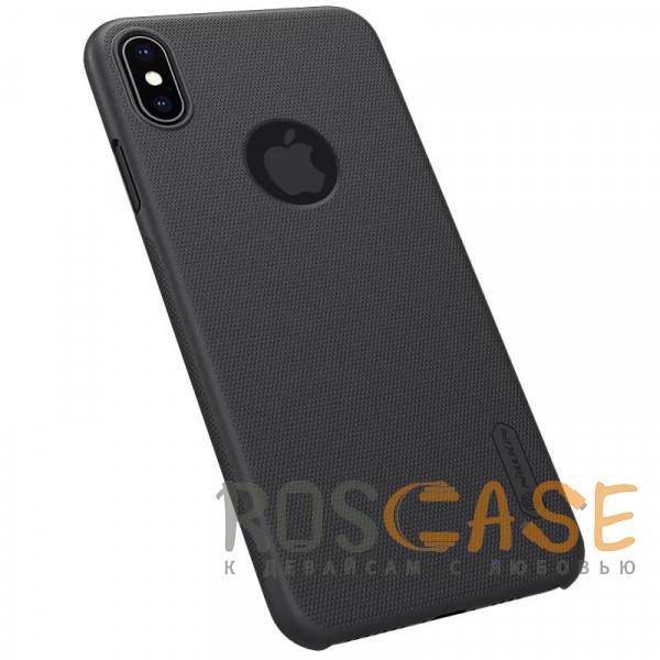 Фотография Черный Nillkin Super Frosted Shield | Матовый пластиковый чехол для iPhone XS Max с отверстием под лого