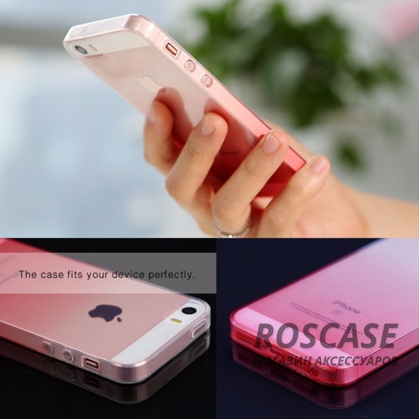 Изображение Розовый / Transparent pink ROCK Iris | Силиконовый чехол для Apple iPhone 5/5S/SE с цветным градиентом
