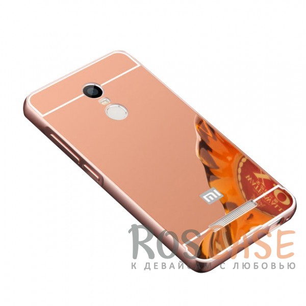 Изображение Розовый Металлический бампер для Xiaomi Redmi 5 Plus / Redmi Note 5 (Single Camera) с зеркальной вставкой