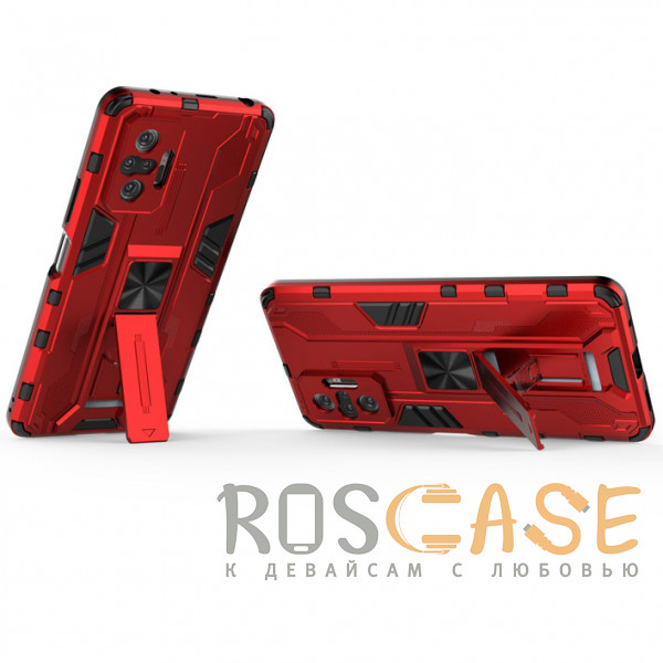 Фотография Красный Galvatron | Противоударный чехол-подставка для Xiaomi Redmi Note 10 Pro (Max) с защитой камеры