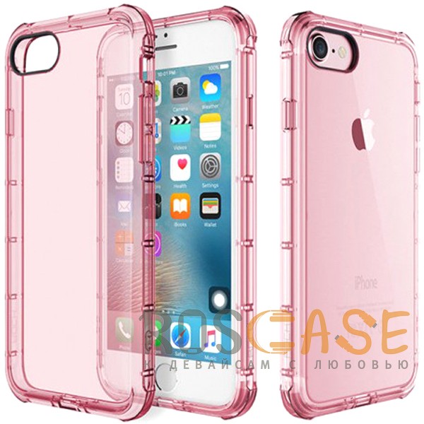 Фото Розовый / Transparent pink ROCK Fence | Прозрачный чехол для iPhone 7/8/SE (2020) из силикона