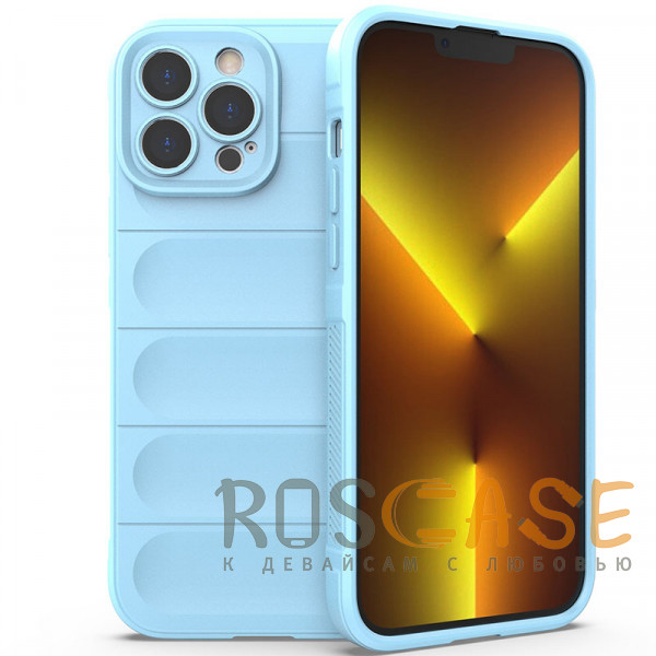 Фото Голубой Flex Silicone | Противоударный чехол для iPhone 13 Pro Max с защитой камеры и микрофиброй