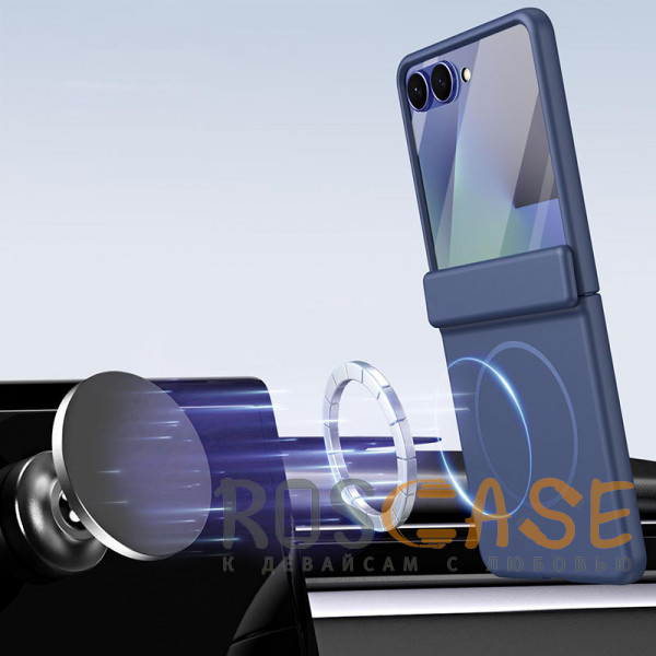 Фото Темно-синий Чехол 3D с Magsafe и внешним стеклом для Samsung Galaxy Z Flip 7