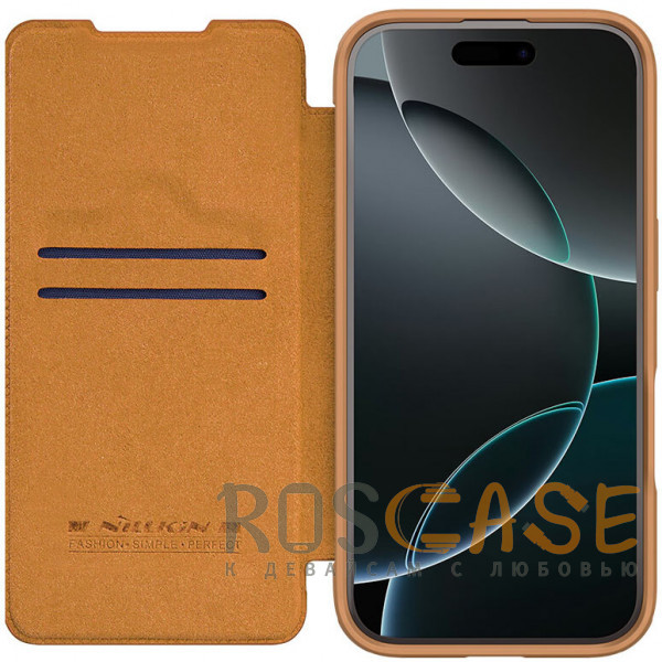 Фото Коричневый Nillkin Qin PROP | Чехол-книжка из Premium экокожи с защитой камеры для iPhone 16 Pro