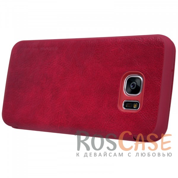 Изображение Красный с окошком Nillkin Qin натур. кожа | Чехол-книжка для Samsung G935F Galaxy S7 Edge
