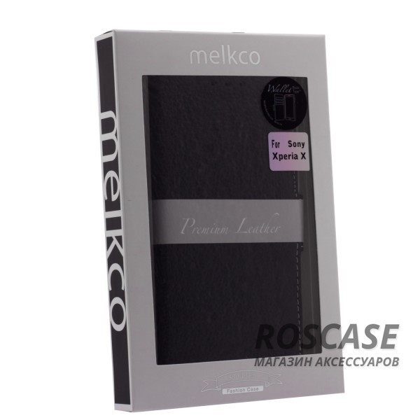 Фотография Черный Melkco натур. кожа | Чехол-книжка для Sony Xperia X / Xperia X Dual