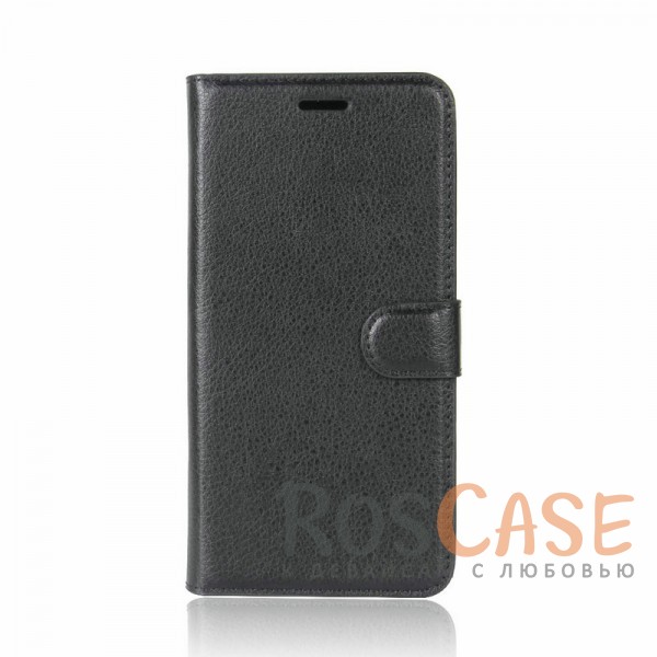 Фото Черный Гладкий кожаный чехол-бумажник на магнитной застежке с функцией подставки и внутренними карманами для OnePlus 5T