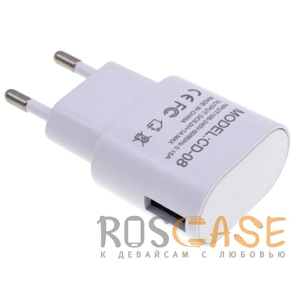 Изображение Белый Inkax CD-08 | Сетевое зарядное устройство с боковым входом USB (1.0А) + кабель Type-C