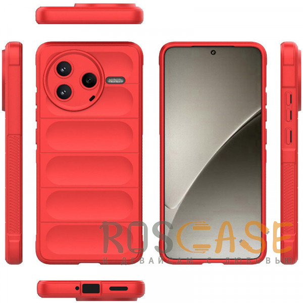 Фото Красный Flex Silicone | Противоударный чехол для Xiaomi Poco F7 Pro / Redmi K80 с защитой камеры и микрофиброй