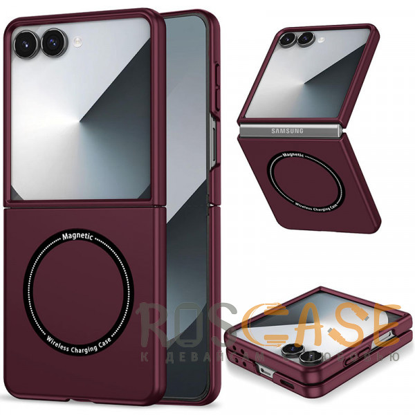 Фото Бордовый Matte Shield | Тонкий матовый пластиковый чехол с поддержкой Magsafe для Samsung Galaxy Z Flip 8