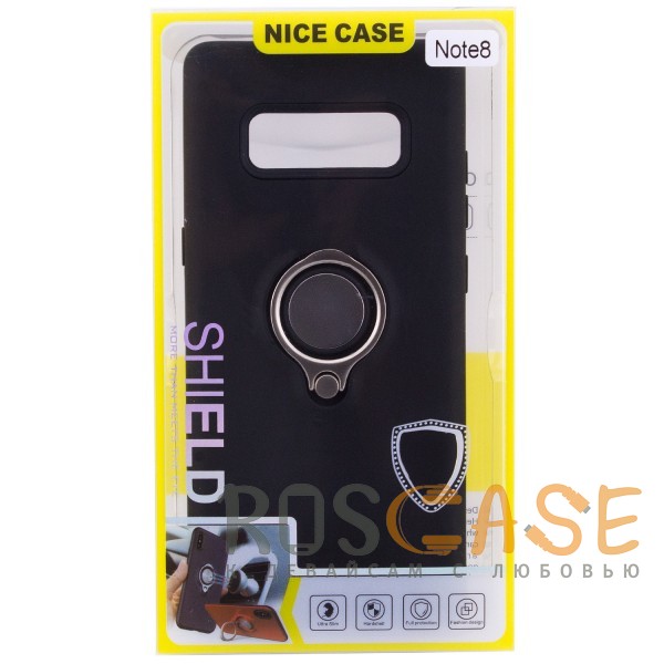 Фото Черный Deen | Матовый чехол для Samsung Galaxy Note 8 с креплением под магнитный держатель и кольцом-подставкой