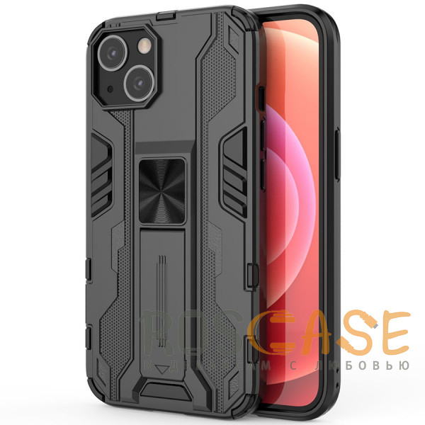 Фото Черный Galvatron | Противоударный чехол-подставка для iPhone 14 Plus с защитой камеры