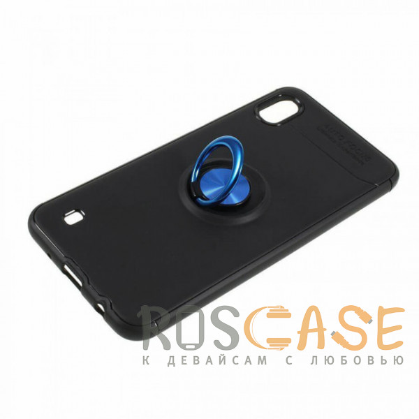 Изображение Черный / Синий TPU чехол Deen ColorRing под магнитный держатель для Samsung Galaxy A10 / M10