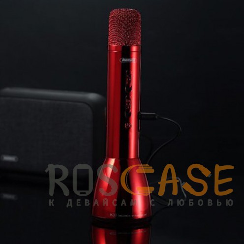 Фото Красный Remax K03 | Беспроводной микрофон-караоке для мобильного телефона со встроенной колонкой