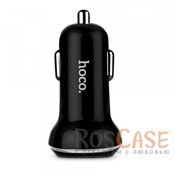 Фотография Комплект Компактное автомобильное зарядное устройство Hoco Z1 с 2 USB разъемами + Плоский кабель USB to Type-C (1,2 метра)