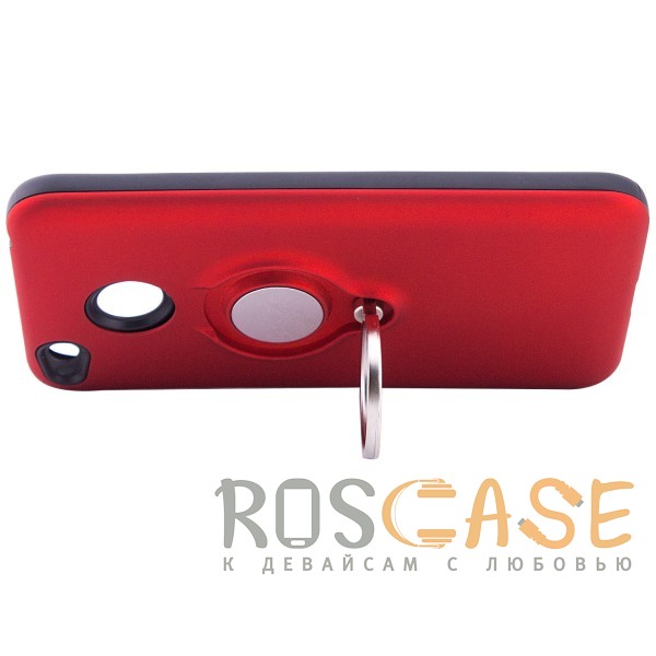 Изображение Красный Deen | Матовый чехол для Xiaomi Redmi 4X с креплением под магнитный держатель и кольцом-подставкой