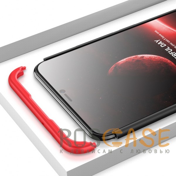Изображение Черный / Красный GKK LikGus 360° | Двухсторонний чехол для Huawei P20 с защитными вставками