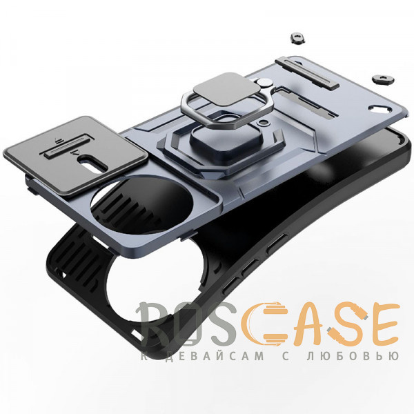 Фото Темно-синий Transformer Ring Holder | Противоударный чехол с кольцом и шторкой камеры для Xiaomi Poco F7 Ultra / Redmi K80 Pro
