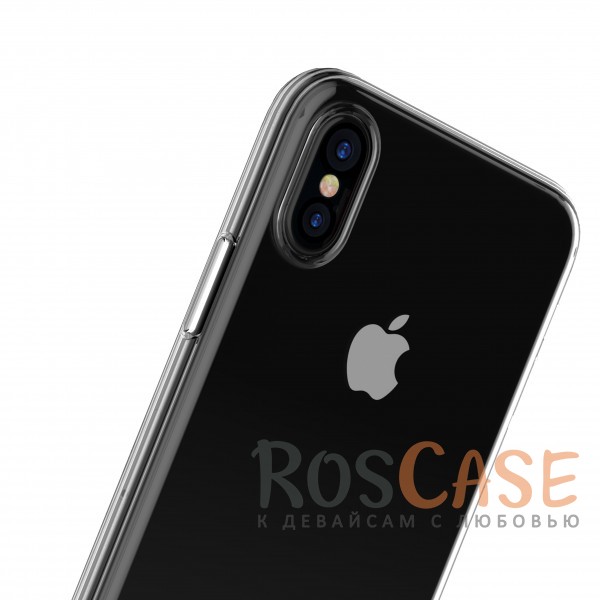 Изображение Серый Прозрачный ультратонкий силиконовый чехол-накладка с дополнительной защитой камеры и клавиш для Apple iPhone X