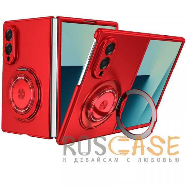 Фото Красный Matte Shield Ring | Тонкий пластиковый чехол с кольцом Magsafe для Samsung Galaxy Z Fold 8