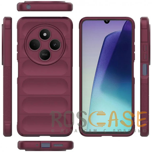 Фото Бордовый Flex Silicone | Противоударный чехол для Xiaomi Redmi 14C 4G / Poco C75 4G / Redmi A4 5G с защитой камеры и микрофиброй