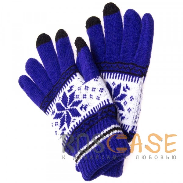 Фото Синий Перчатки Touch Glove для сенсорных (емкостных) экранов Снежинка