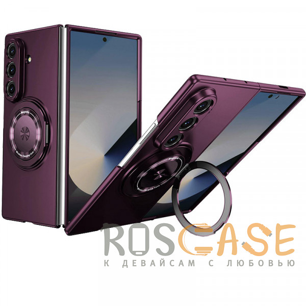 Фото Бордовый Matte Shield Ring | Тонкий пластиковый чехол с кольцом Magsafe для Samsung Galaxy Z Fold 8 Ultra