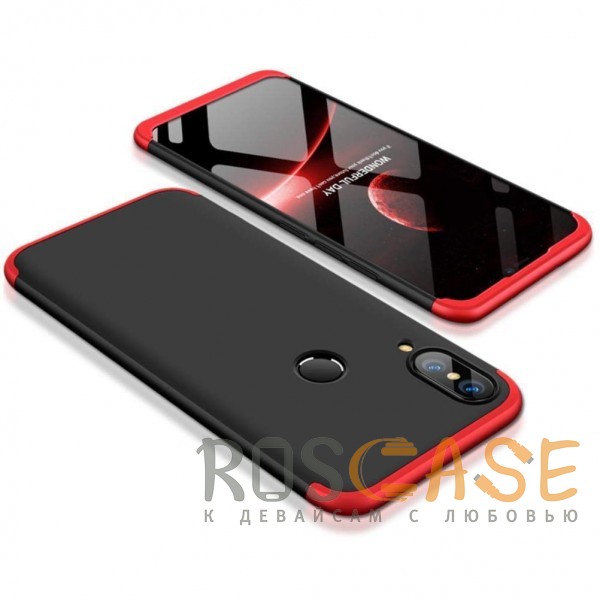 Фото Черный / Красный GKK LikGus 360° | Двухсторонний чехол для Huawei P Smart+ (nova 3i) с защитными вставками