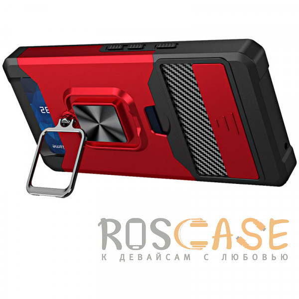 Изображение Красный Multi Case | Чехол с кольцом, отделением для карты и шторкой камеры для Google Pixel 7a