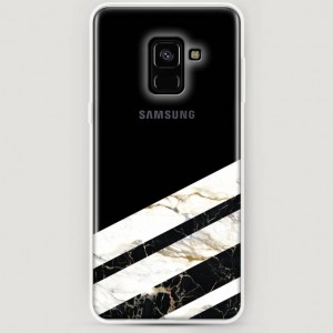 RosCase | Силиконовый чехол Черно-белый мрамор половинка на Samsung A530 Galaxy A8 (2018)