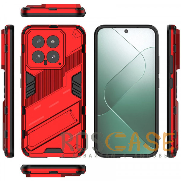 Изображение Красный Megatron | Противоударный чехол-подставка для Xiaomi Mi 14 с защитой камеры